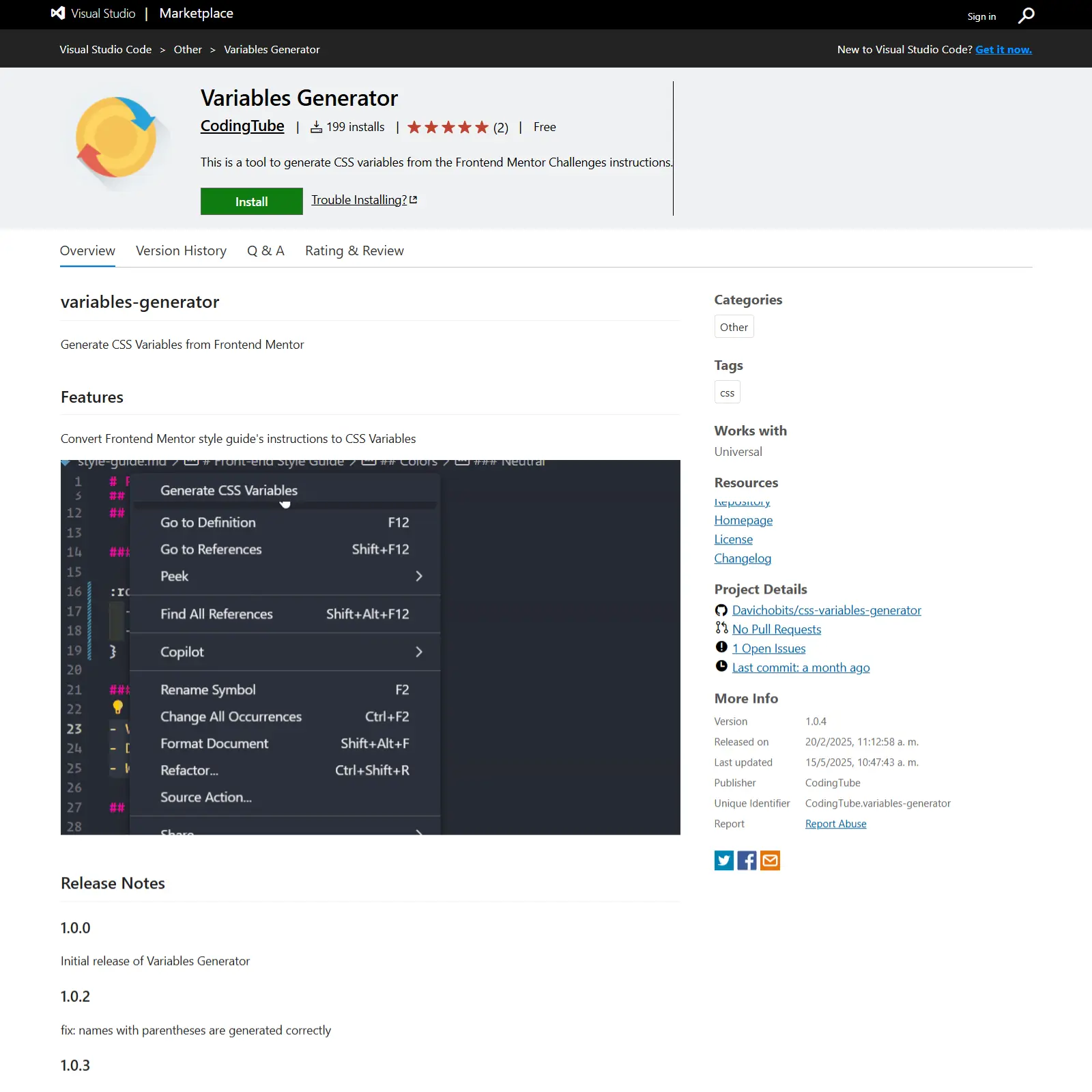 Visual Studio Code extension
